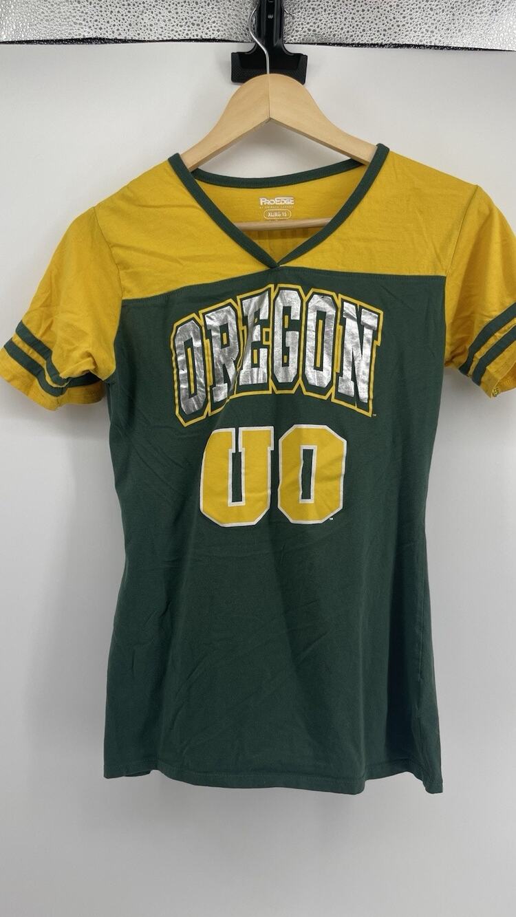 Oregon Ducks Pro Edge XL XG 15 Yellow Green Football Shirt NCAA Ducks Tee